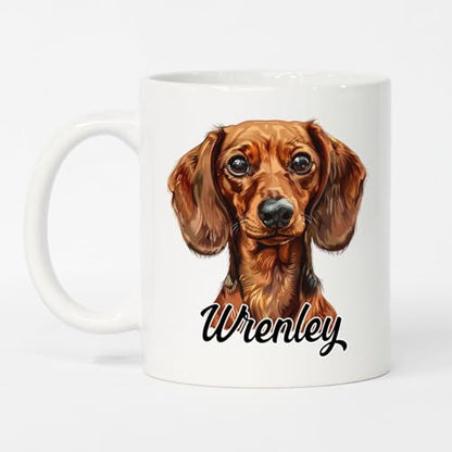 Personalized Brown Dachshund Customized | Customised Coffee Mug | 11 OZ
