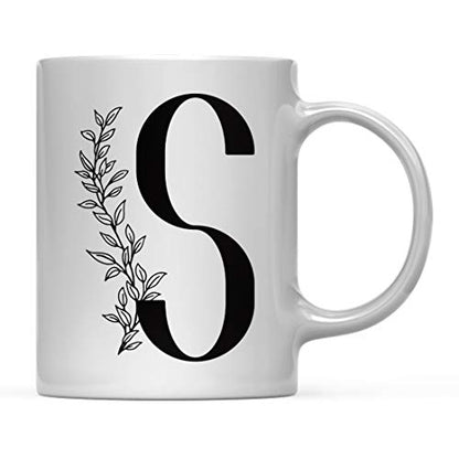 Gift Elegant Design Monogram Initial Letter S | Ceramic Coffee Mug | 11 OZ