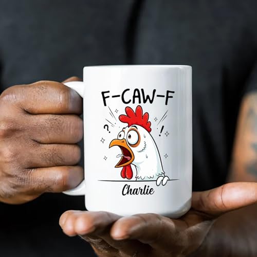 Custom Caw-F Rooster 11 Crazy Sarcastic | Customised Coffee Mug | 11 OZ