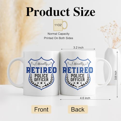 DYJYBMY Officially Retired Police Funny | Ceramic Coffee Mug | 11 OZ