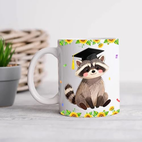 Customized Raccoon Graduation Personalized | Customised Coffee Mug | 11 OZ