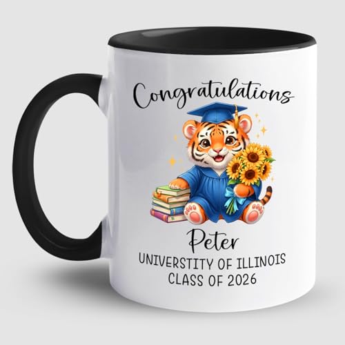 Tiger Graduation Accent Personalized Name | Customised Coffee Mug | 11 OZ