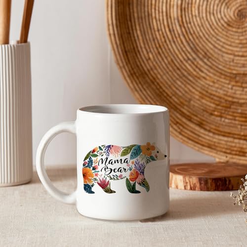 Floral Mama Bear Funny Mom Mother s Day | Ceramic Coffee Mug | 11 OZ
