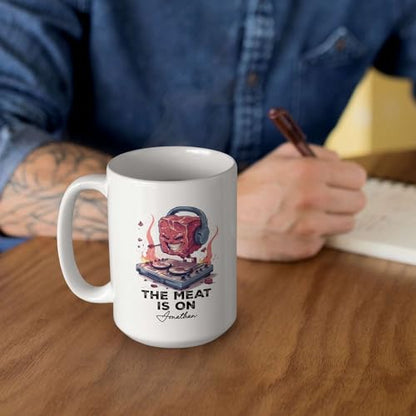 Steak DJ With Custom Name Personalized | Customised Coffee Mug | 11 OZ