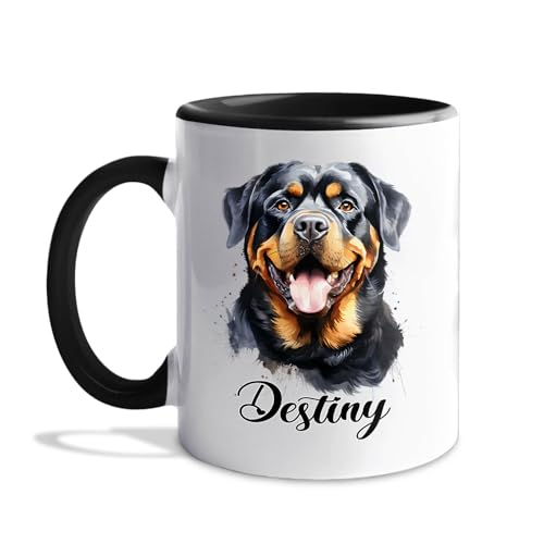 Custom Name Rottweiler Accent Personalized | Customised Coffee Mug | 11 OZ
