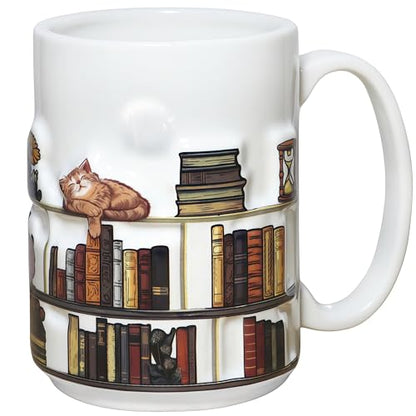 Full-Wrap Embossed 3D Book For Lovers Gifts | Ceramic Coffee Mug | 11 OZ