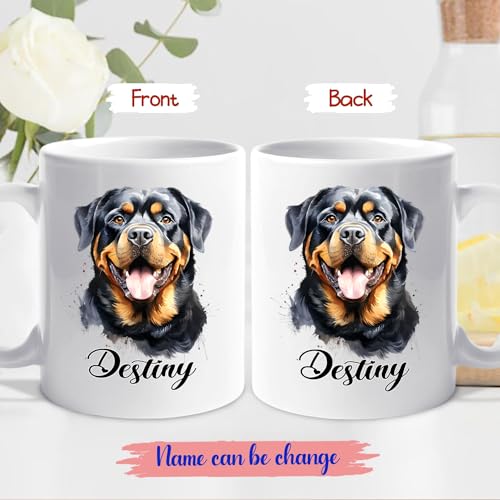 Custom Name Rottweiler Accent Personalized | Customised Coffee Mug | 11 OZ