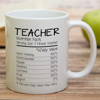 Funny Teacher Nutrition Facts or Holidays | Ceramic Coffee Mug | 11 OZ