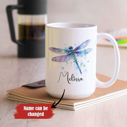 Personalized Name Dragonfly Lover Gift | Customised Coffee Mug | 11 OZ
