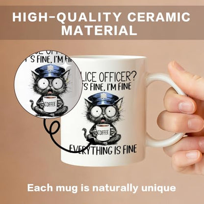 Police Officer It s Fine Cute Cat Theme | Ceramic Coffee Mug | 11 OZ
