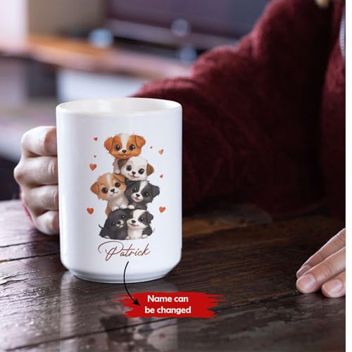 Adorable Puppy Custom Name Animal Accent | Customised Coffee Mug | 11 OZ