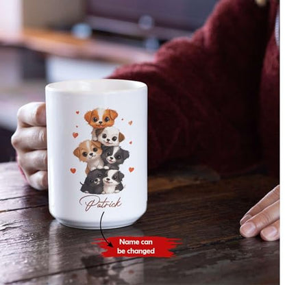 Adorable Puppy Custom Name Animal Accent | Customised Coffee Mug | 11 OZ
