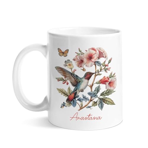 Ruby-Throated Hummingbird With Floral | Customised Coffee Mug | 11 OZ