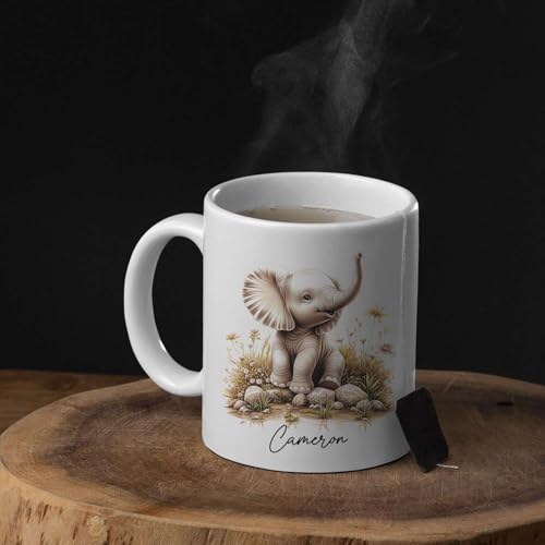 Baby Elephant Accent Personalized Animal | Customised Coffee Mug | 11 OZ