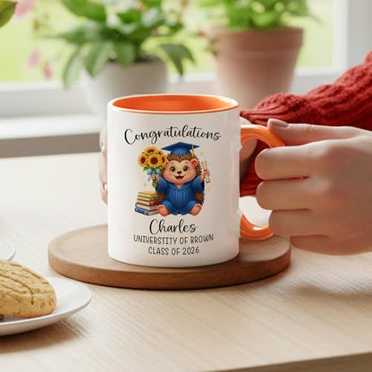 Hedgehog Graduation Accent Personalized | Customised Coffee Mug | 11 OZ