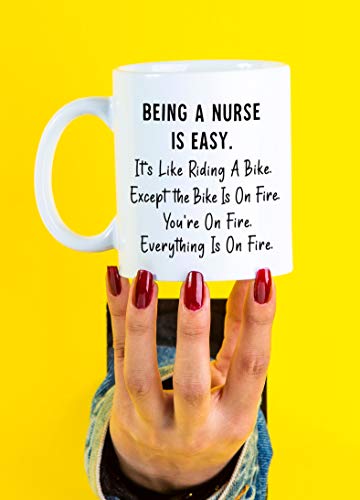Being Nurse Is Easy Like Riding Bike Funny | Ceramic Coffee Mug | 11 OZ