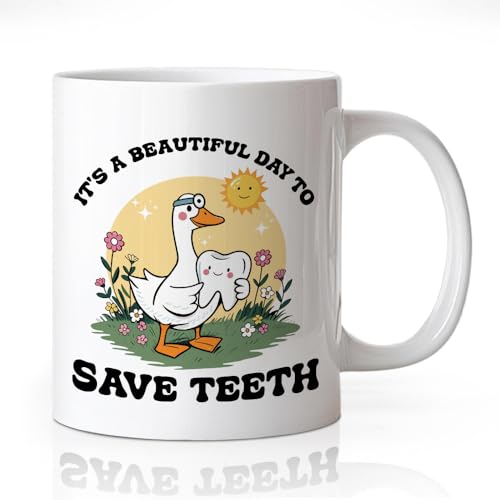 It s A Beautiful Day To Save Teeth Funny Goose | Ceramic Coffee Mug | 11 OZ