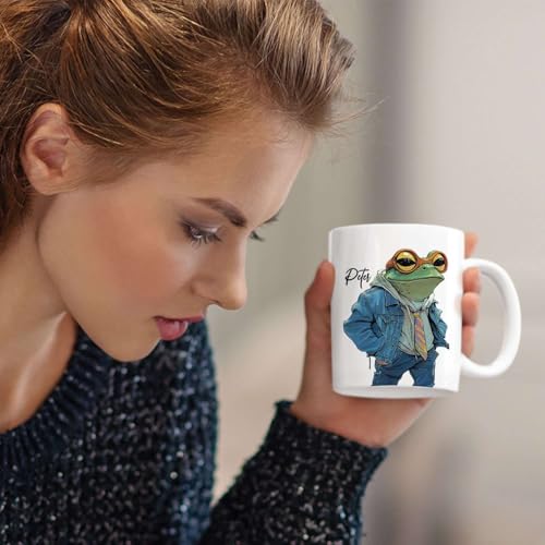 Hipster Frog Themed Customized Choose Name | Customised Coffee Mug | 11 OZ