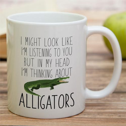 Funny Alligator Lover Thinking About | Ceramic Coffee Mug | 11 OZ
