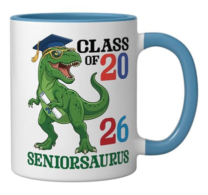 Dinosaur Seniorsaurus Class of 2026 Senior | Ceramic Coffee Mug | 11 OZ