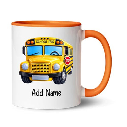 Personalized School Bus with Name Driver | Customised Coffee Mug | 11 OZ