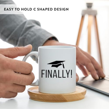 Graduation Gift Finally Cap Graphic 1-Pack | Ceramic Coffee Mug | 11 OZ