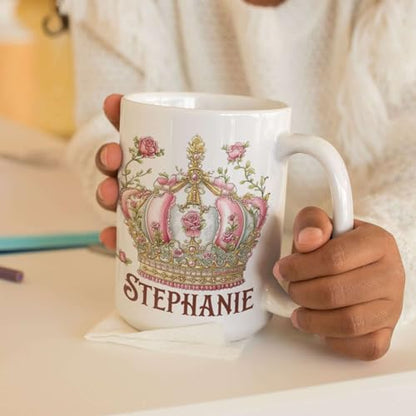 Personalized Floral Crown Gift For | Customised Coffee Mug | 11 OZ