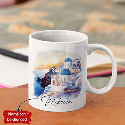 Colorful With Santorini Greece Design | Customised Coffee Mug | 11 OZ
