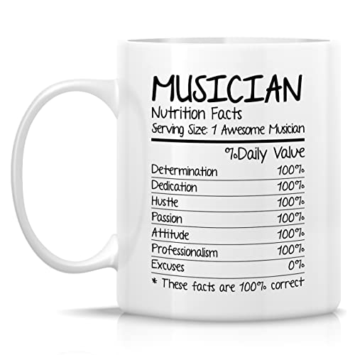 Funny Musician Nutrition Facts Music Life | Ceramic Coffee Mug | 11 OZ