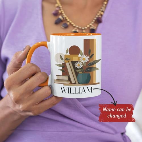 Custom Book Lover Personalized Name with | Customised Coffee Mug | 11 OZ