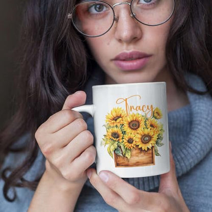 Thoughtful Customized Sunflowers Travel | Customised Coffee Mug | 11 OZ