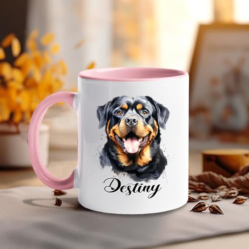 Custom Name Rottweiler Accent Personalized | Customised Coffee Mug | 11 OZ