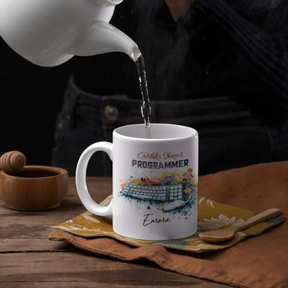 Floral Mouse And Keyboard Design | Customised Coffee Mug | 11 OZ