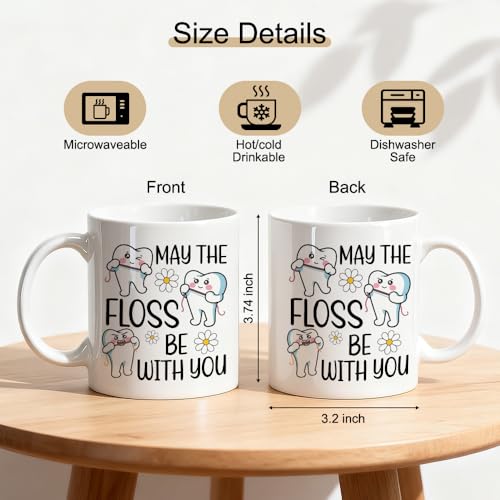 May The Floss Double-Sided Funny Dentist for | Ceramic Coffee Mug | 11 OZ
