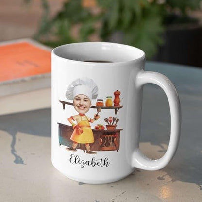 Personalized Name And Photo Face Chef | Customised Coffee Mug | 11 OZ
