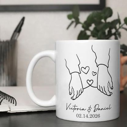 Personalized Couples Holding Hand Custom | Customised Coffee Mug | 11 OZ