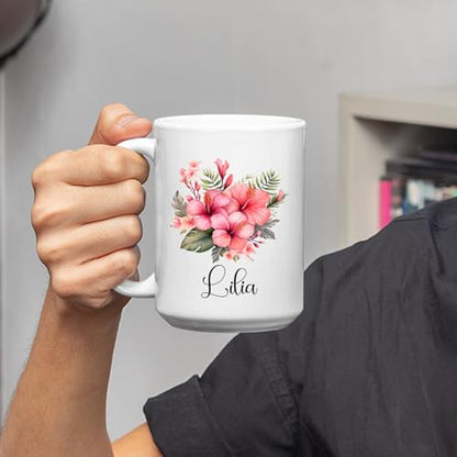 Unique Hibiscus Gift For Flower Lovers | Customised Coffee Mug | 11 OZ