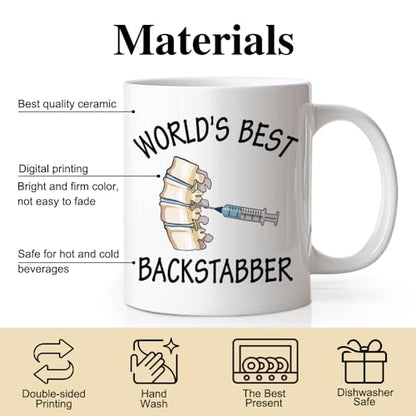 DYJYBMY World S Best Backstabber Funny | Ceramic Coffee Mug | 11 OZ