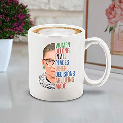 shop4ever Inspirational Quote Women Belong In | Ceramic Coffee Mug | 11 OZ