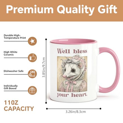 Bless Your Heart Opossum Lover Gift Country | Ceramic Coffee Mug | 11 OZ