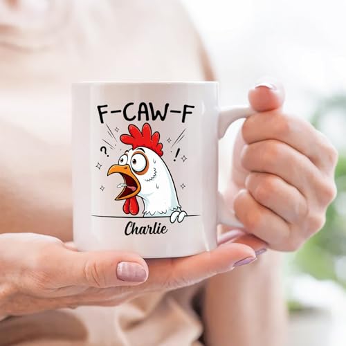 Custom Caw-F Rooster 11 Crazy Sarcastic | Customised Coffee Mug | 11 OZ