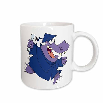 Silly Graduate Graduation Hippo Cartoon | Ceramic Coffee Mug | 11 OZ