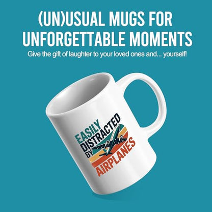Easily Distracted By Airplanes Pilot Gifts | Ceramic Coffee Mug | 11 OZ