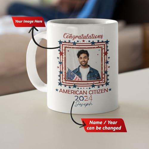Custom Name And Year American Citizenship | Customised Coffee Mug | 11 OZ