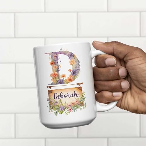 Great Custom Letter D With Flower Sign | Customised Coffee Mug | 11 OZ