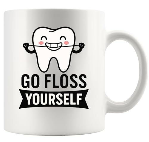 Go Floss Yourself Dentist Gifts For Men Women | Ceramic Coffee Mug | 11 OZ