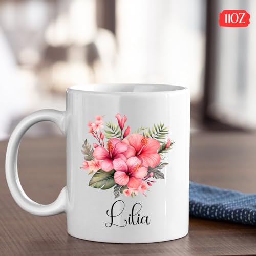 Unique Hibiscus Gift For Flower Lovers | Customised Coffee Mug | 11 OZ