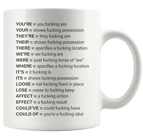 Expletive Grammar Funny Gifts Sarcastic | Ceramic Coffee Mug | 11 OZ