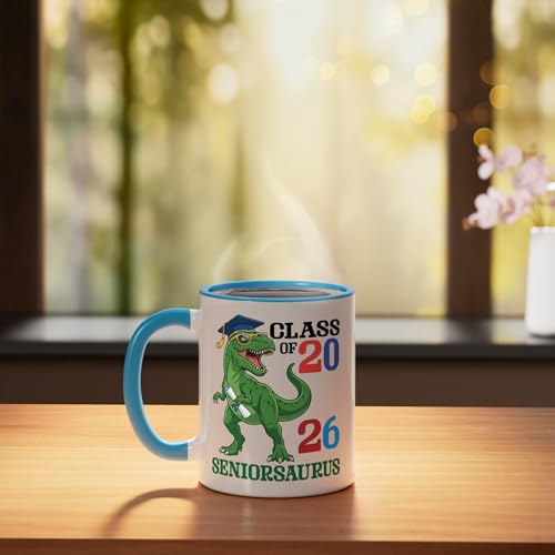 Dinosaur Seniorsaurus Class of 2026 Senior | Ceramic Coffee Mug | 11 OZ