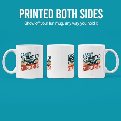 Easily Distracted By Airplanes Pilot Gifts | Ceramic Coffee Mug | 11 OZ